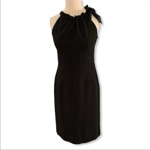Petite Ann Taylor black halter style dress ribbon tie bow